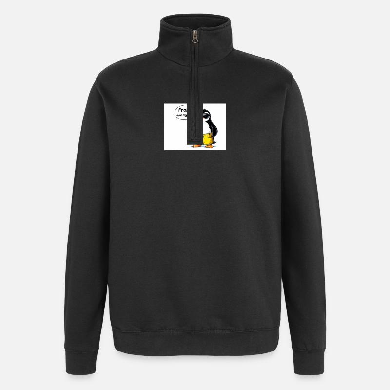 Stylish penguin sleeve with glasses - Quarter-Zip Sweatshirt - black