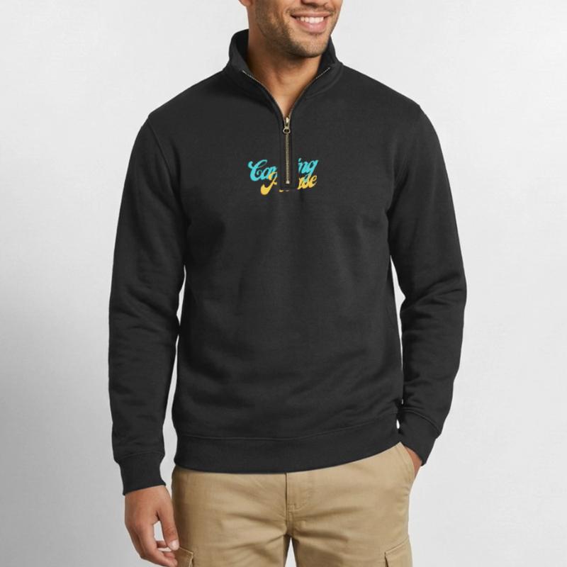 Camping Please Retro Script Quarter-Zip-Sweatshirt