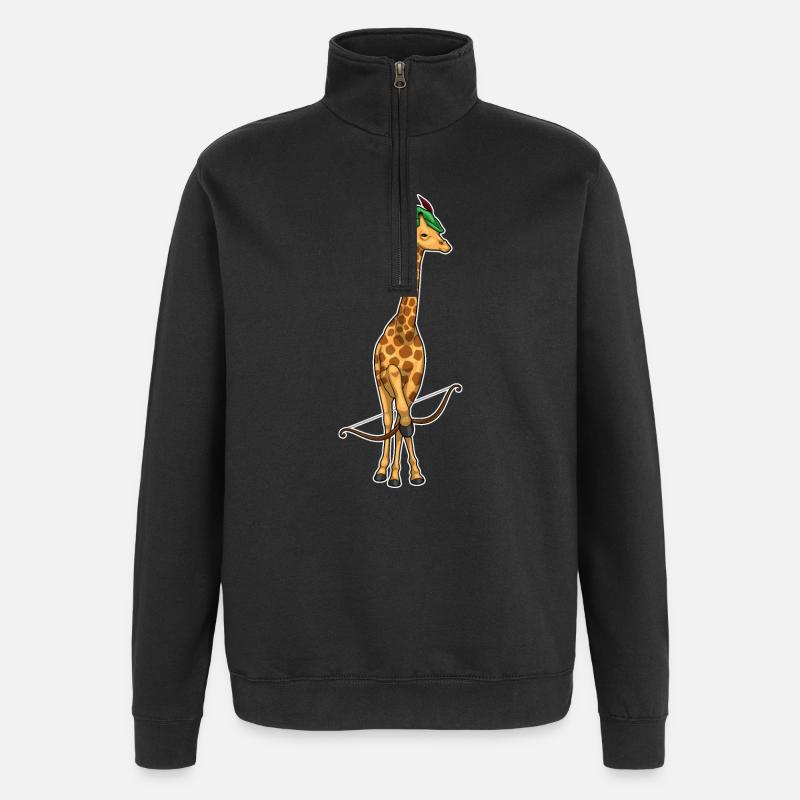 Giraffe Bogenschütze Bogen - Quarter-Zip-Sweatshirt - Schwarz