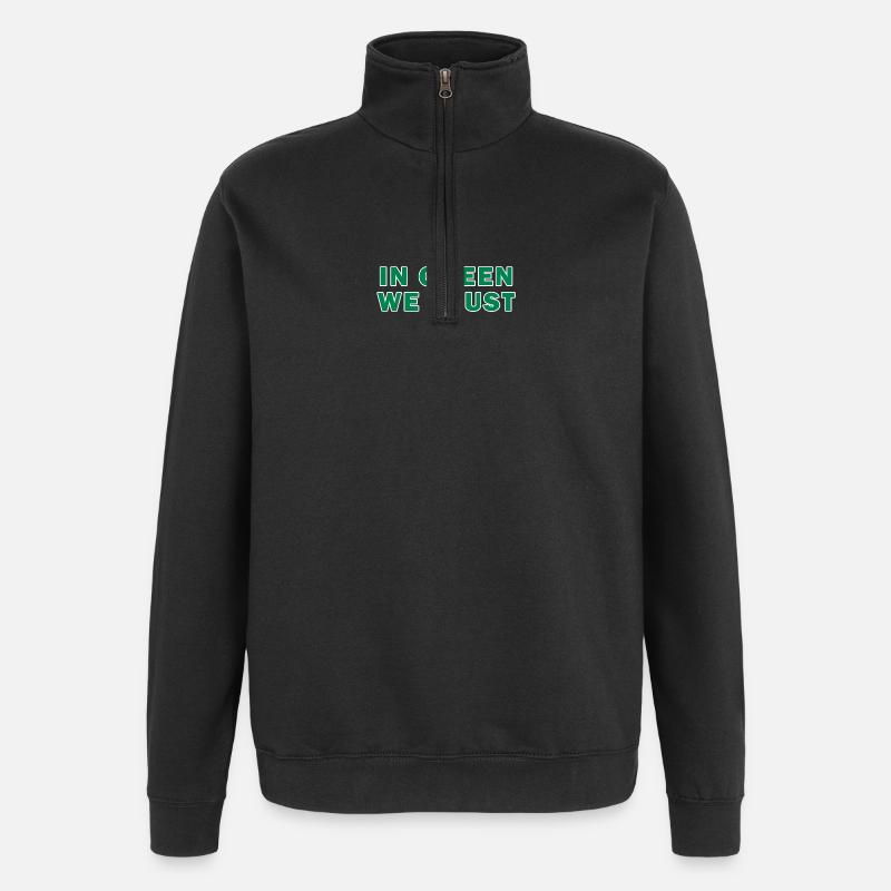En vert, nous avons confiance - Sweat à zip 1/4 - noir