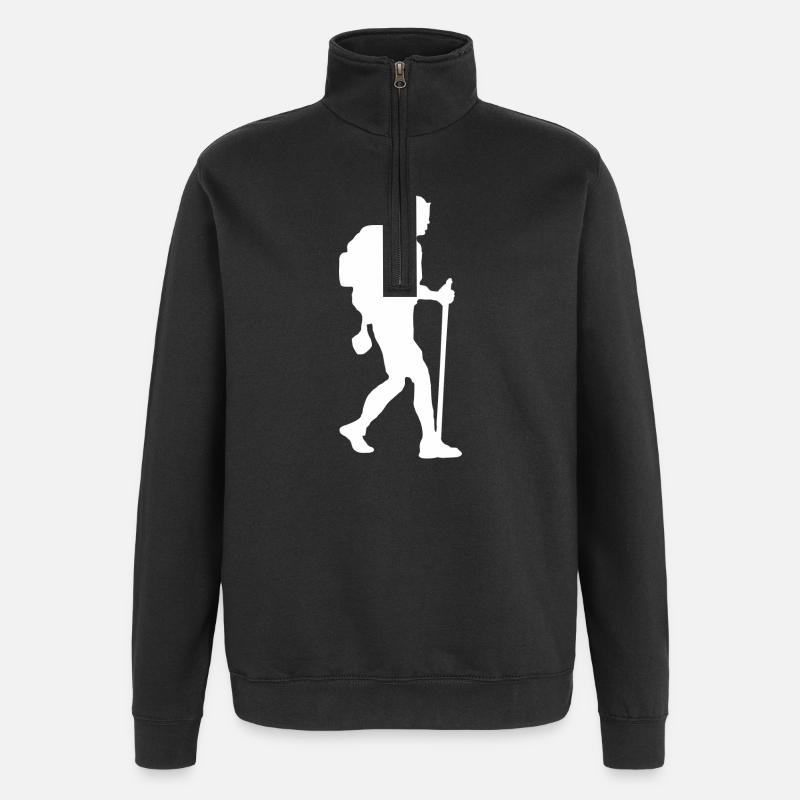 Hiker backpacker white - Quarter-Zip Sweatshirt - black