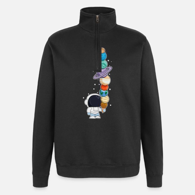 Astronaut mit Eis - Quarter-Zip-Sweatshirt - Schwarz