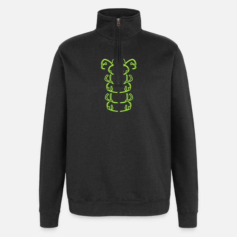 Chenille en vert - Sweat à zip 1/4 - noir