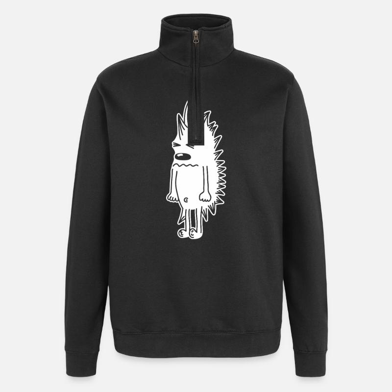 Grumpy Hedgehog – Kawaii Stinger Comic - Quarter-Zip Sweatshirt - black