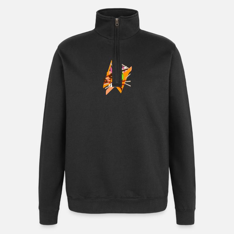 funny kitten abstract - Quarter-Zip Sweatshirt - black