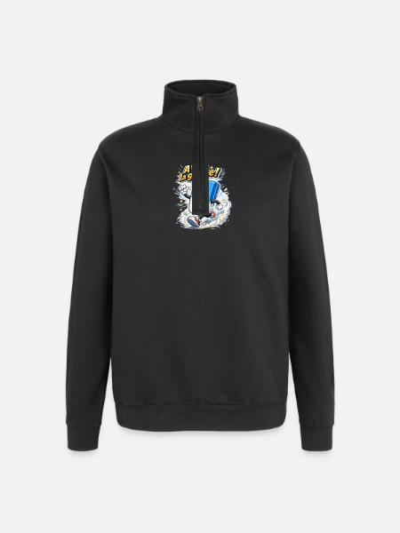 A fond la gomme ! - Sweat à zip 1/4 - noir