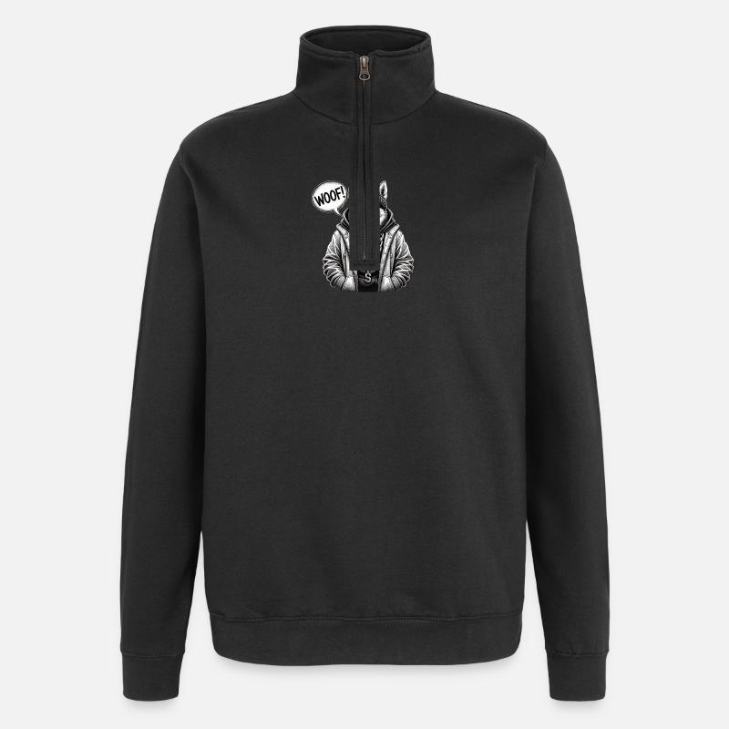 Sweat à capuche Wolfhound Streetwear - Sweat à zip 1/4 - noir