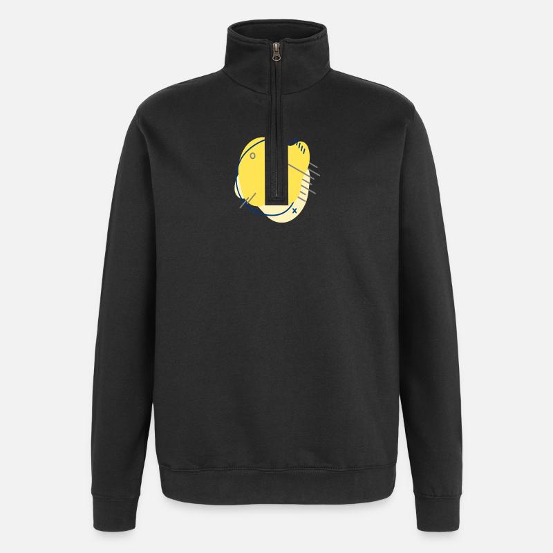 Gelber Fisch Momo - Quarter-Zip-Sweatshirt - Schwarz