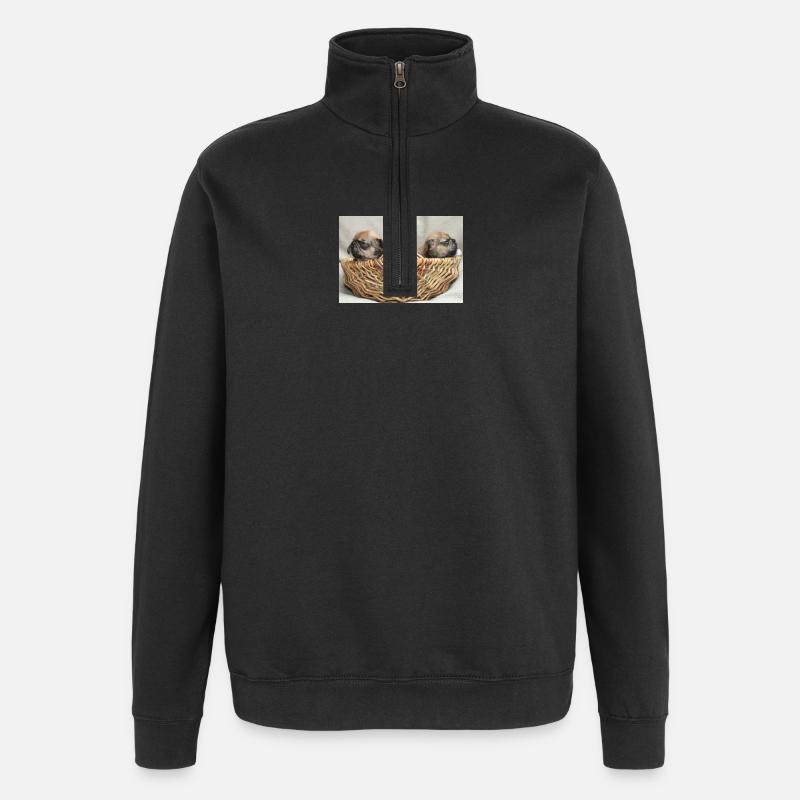 Bouledogues français deux chiots mignons - Sweat à zip 1/4 - noir
