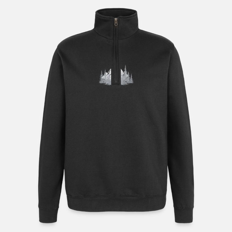 Serene Mountain Forest Silhouette - Quarter-Zip Sweatshirt - black