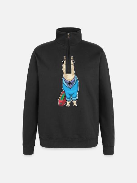 Alpaca Secretary Folder Office - Quarter-Zip Sweatshirt - black