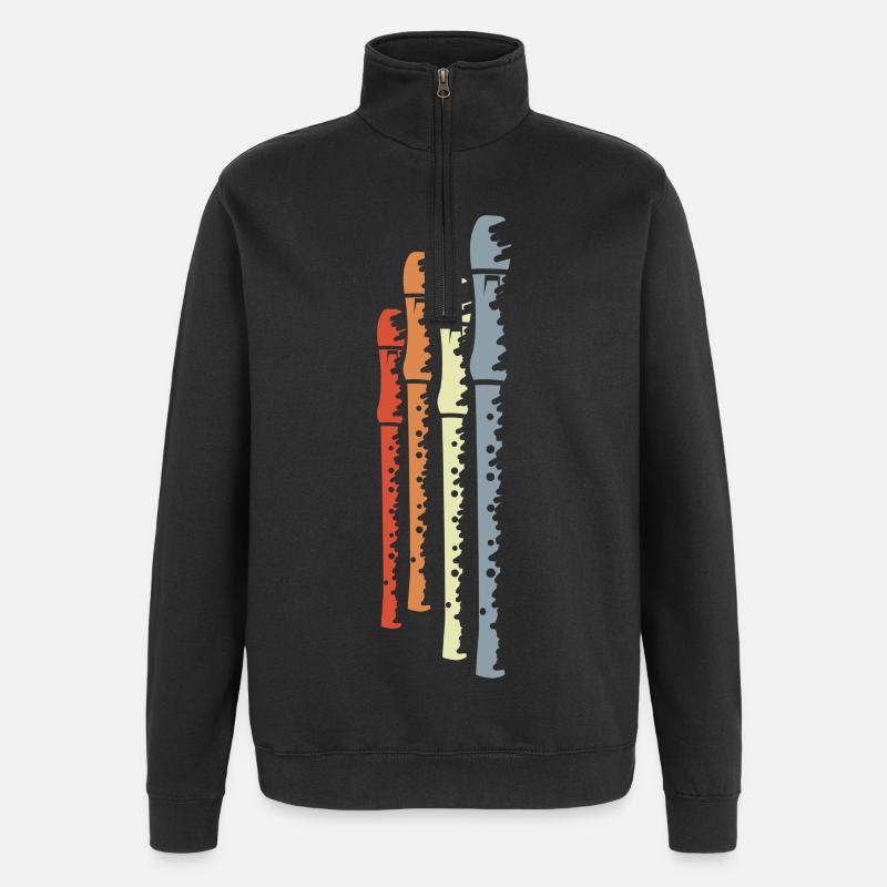 Flûtes rétro - Sweat à zip 1/4 - noir
