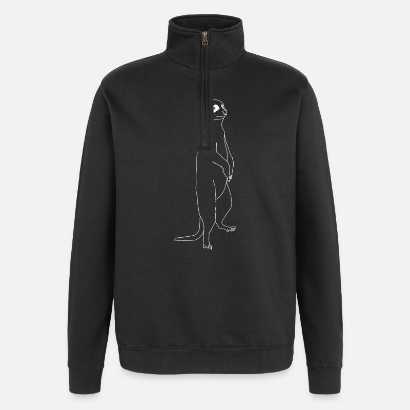 Erdmännchen lineart - Quarter-Zip-Sweatshirt - Schwarz