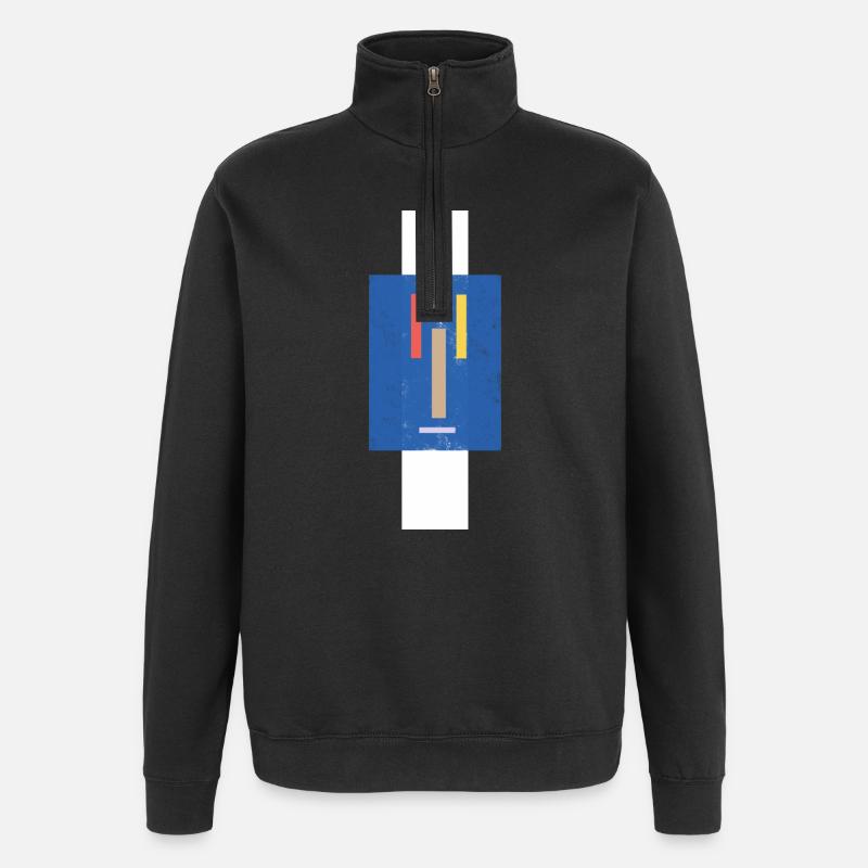 Visage abstrait sur un pull - Sweat à zip 1/4 - noir