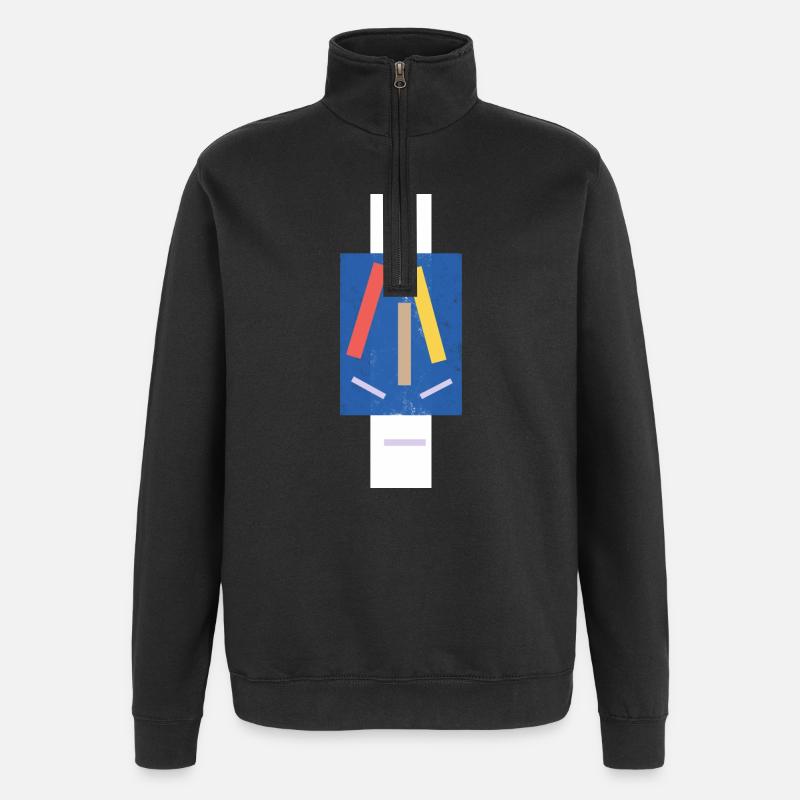 Abstrakte Farbpinsel Grimmiges Gesicht - Quarter-Zip-Sweatshirt - Schwarz