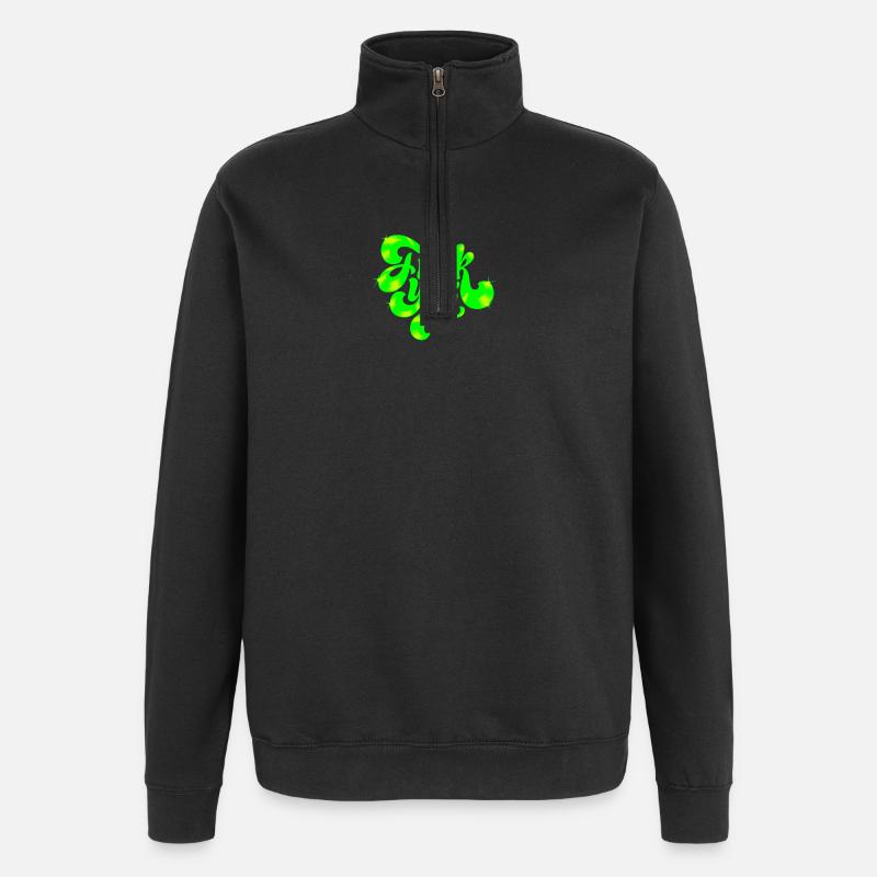 Green Neon Punk Text Design - Quarter-Zip Sweatshirt - black
