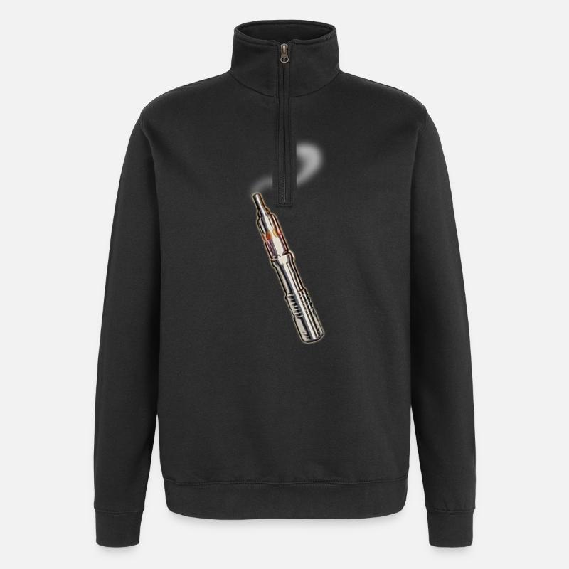 E-Zigarette-mit Rauch - Quarter-Zip-Sweatshirt - Schwarz
