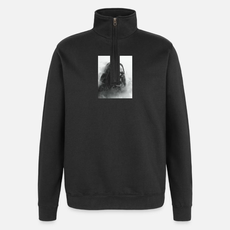 Crâne sombre dans le brouillard - Sweat à zip 1/4 - noir