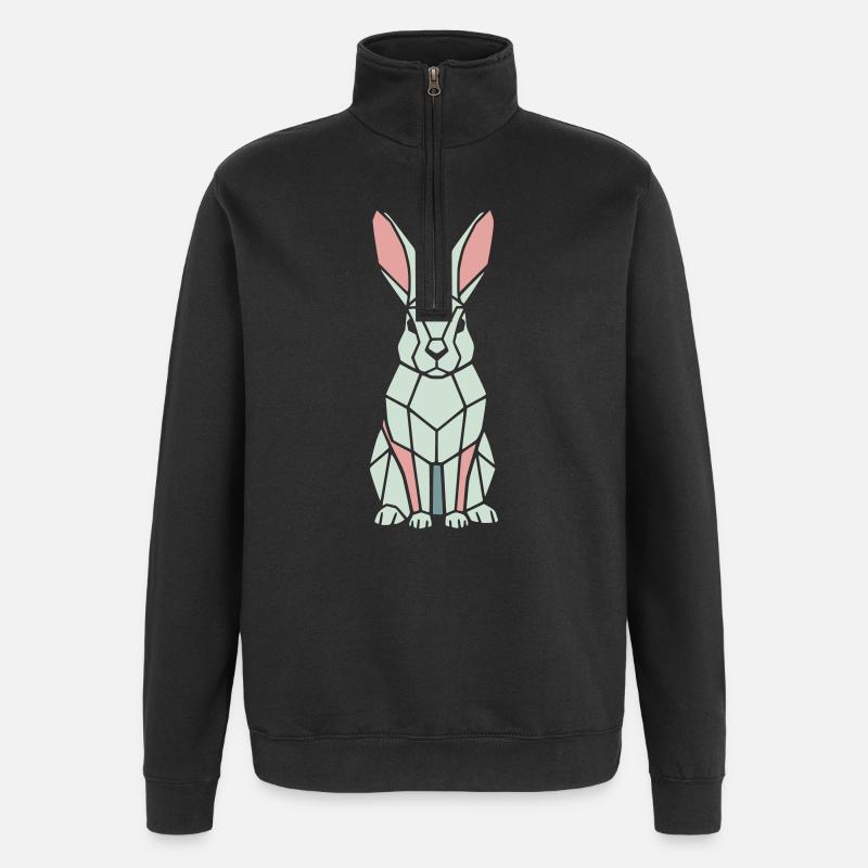 Geometrischer Hase Low Poly Modern - Quarter-Zip-Sweatshirt - Schwarz
