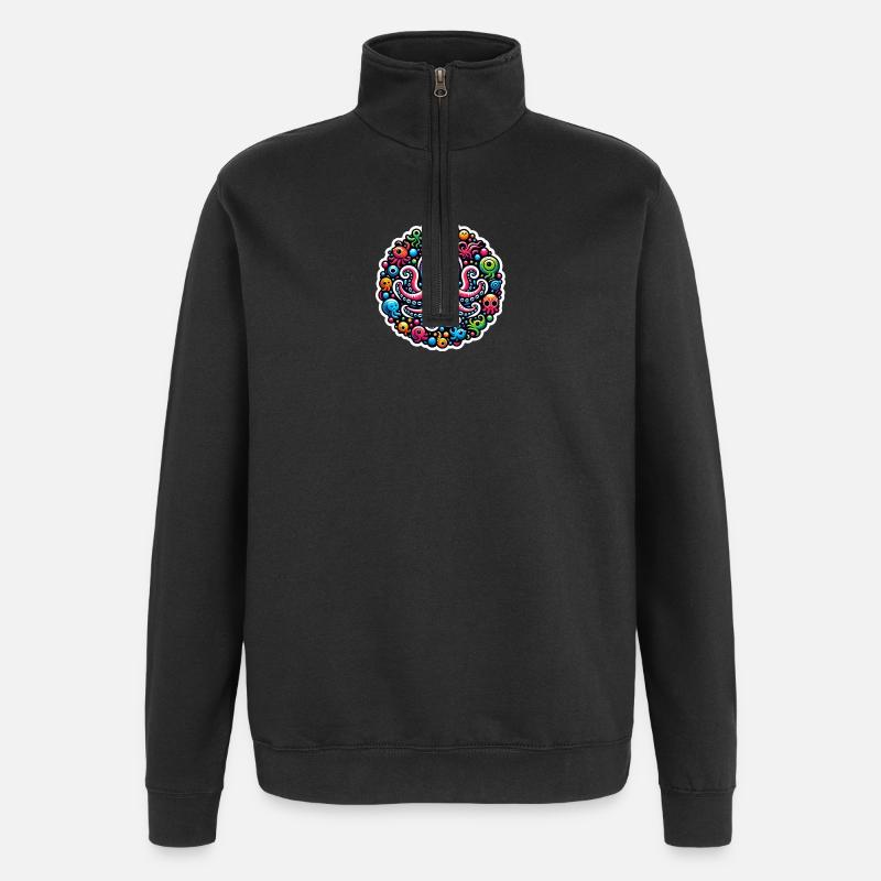 Octopus Octopus Fish - Quarter-Zip Sweatshirt - black
