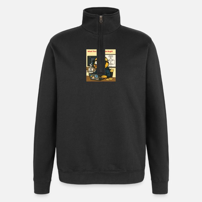 Funny Coding Duck Illustration - Quarter-Zip Sweatshirt - black