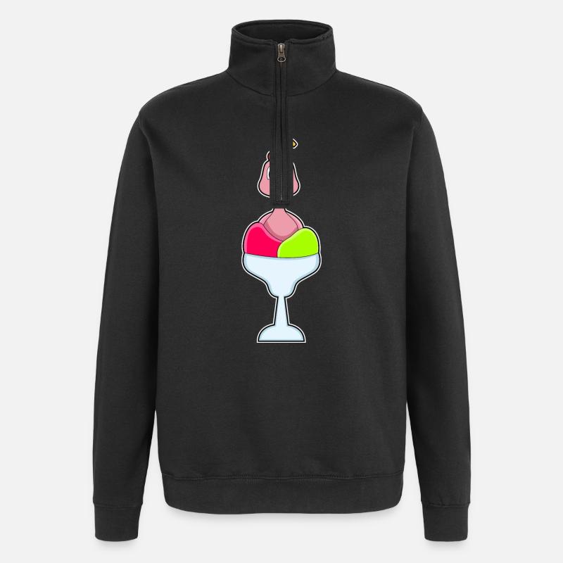 Flamingo Eisbecher - Quarter-Zip-Sweatshirt - Schwarz