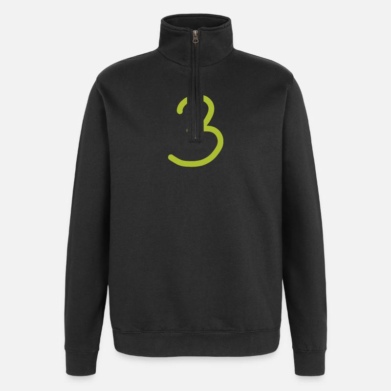 3 Numéro trois anniversaire vert - Sweat à zip 1/4 - noir