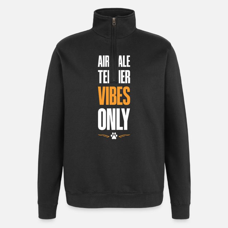 Airedale Terrier Vibes Only - Quarter-Zip Sweatshirt - black