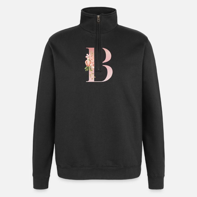 B Florale Pastel - Sweat à zip 1/4 - noir