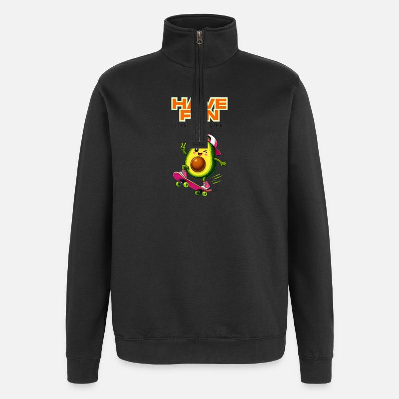 Avocado Skate Spaß - Quarter-Zip-Sweatshirt - Schwarz