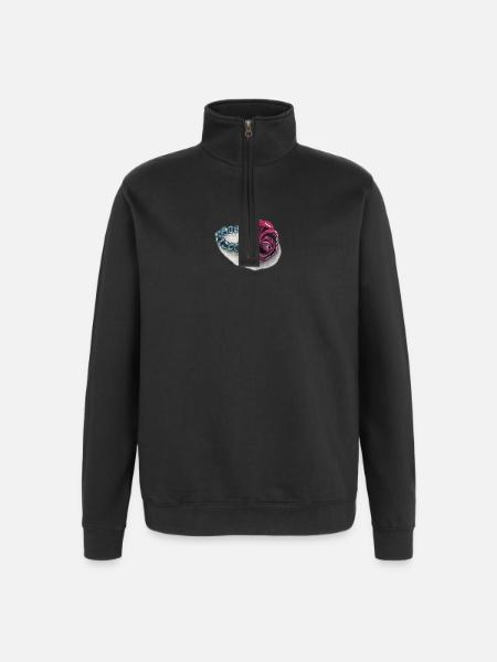 Rose heart with pearls - Quarter-Zip Sweatshirt - black