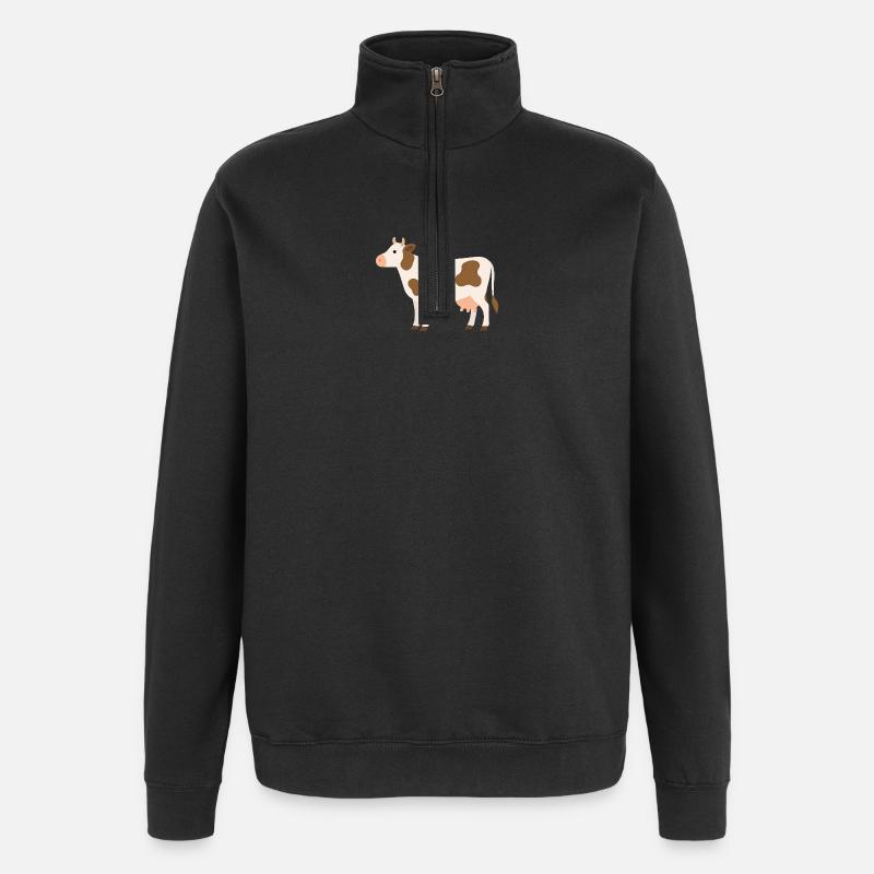 Vache Pastel à Taches Marron - Sweat à zip 1/4 - noir