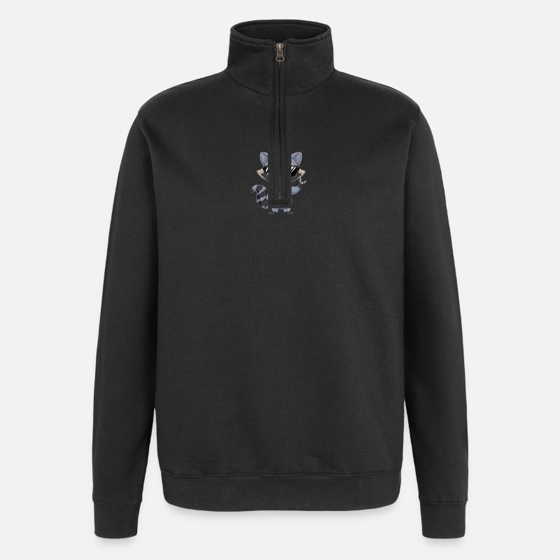 Waschbär mit Sonnenbrille - Quarter-Zip-Sweatshirt - Schwarz