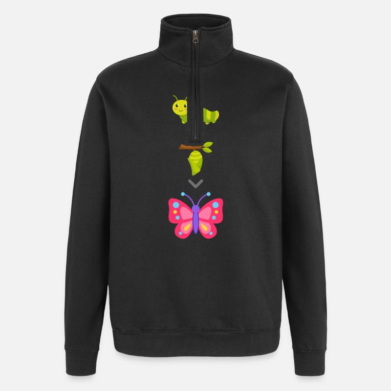 Caterpillar to Butterfly Transformation - Quarter-Zip Sweatshirt - black