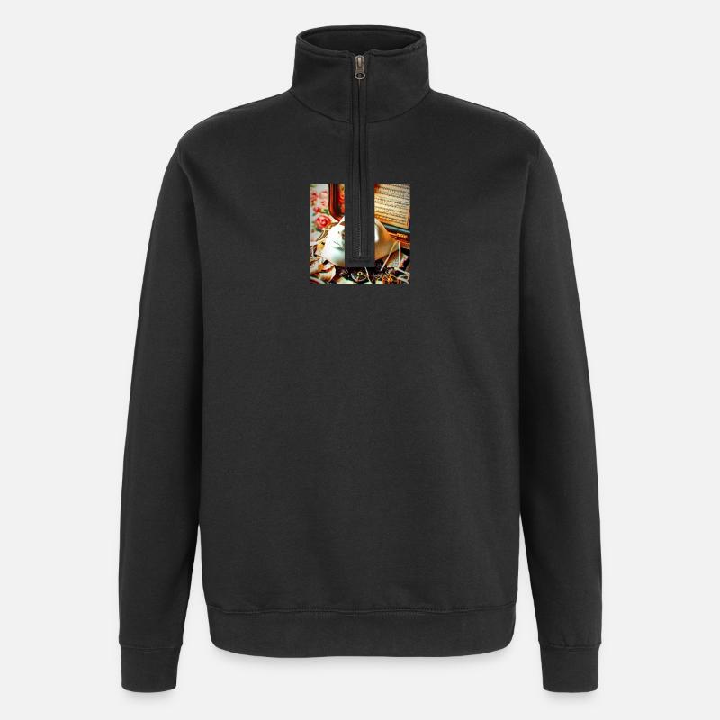 Maskenbruch Retro-Setting - Quarter-Zip-Sweatshirt - Schwarz