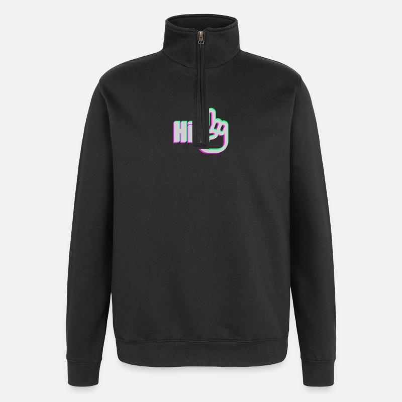 Say Hi - Quarter-Zip-Sweatshirt - Schwarz