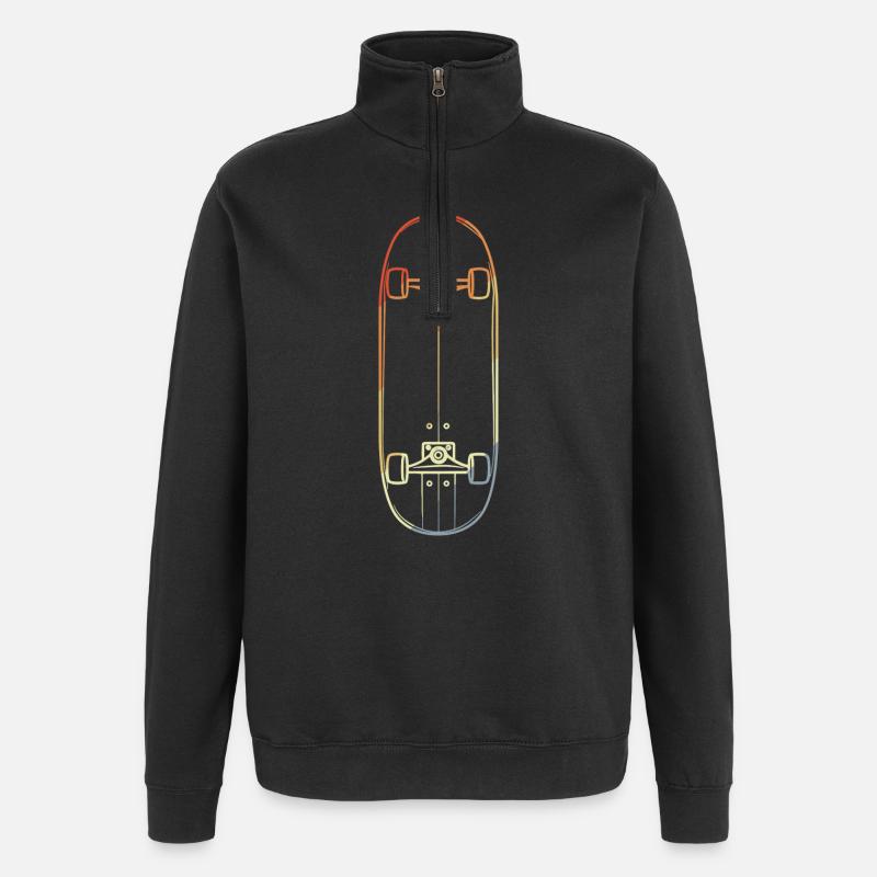 Dessin de lignes sur skateboard - Sweat à zip 1/4 - noir