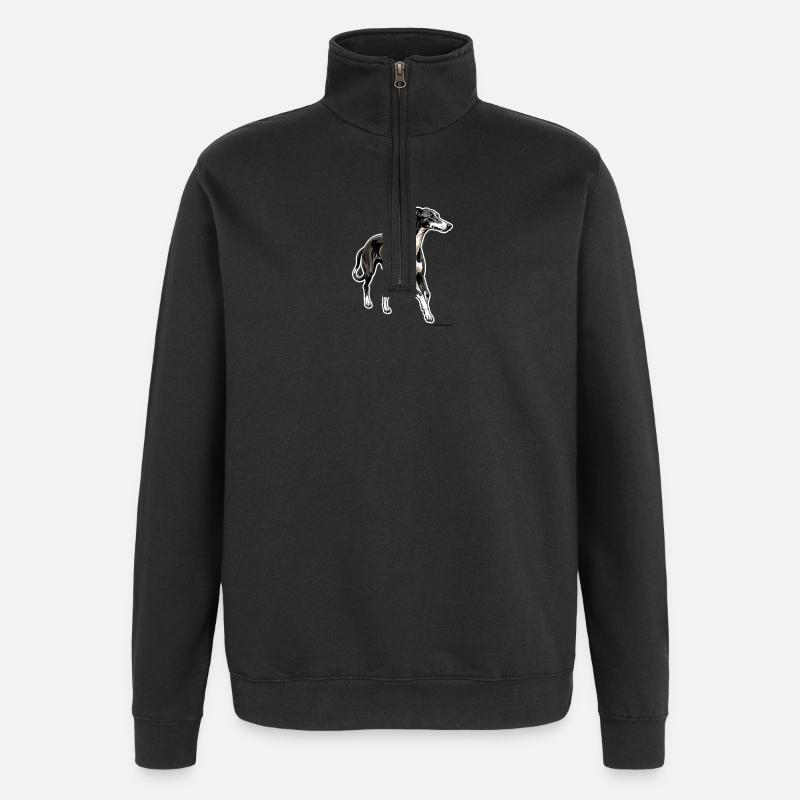 Windhund Silhouette Elegante Kontur - Quarter-Zip-Sweatshirt - Schwarz