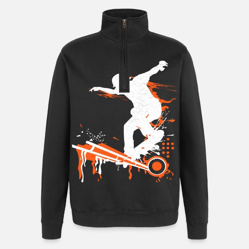 Skate | Skateboard | Patineur - Sweat à zip 1/4 - noir
