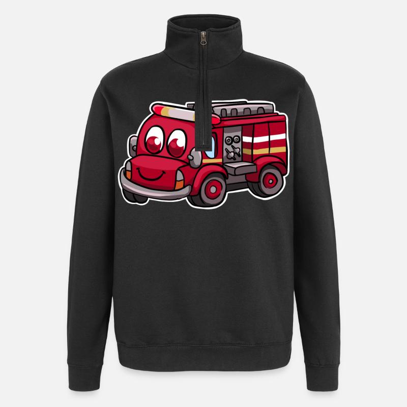 Camions de pompiers - Sweat à zip 1/4 - noir