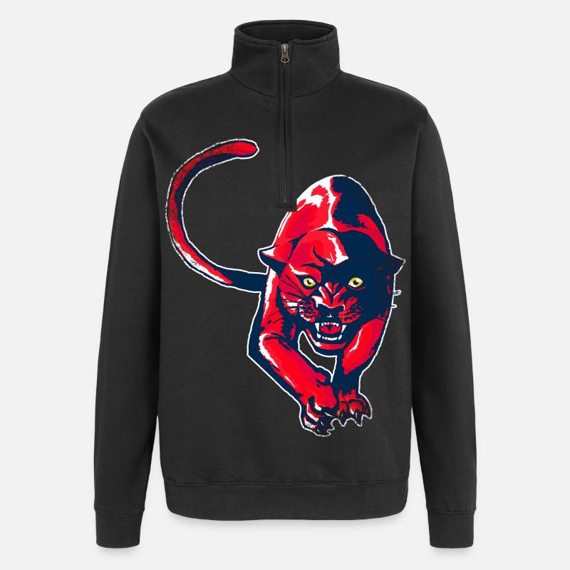 Panthère rouge - Sweat à zip 1/4 - noir