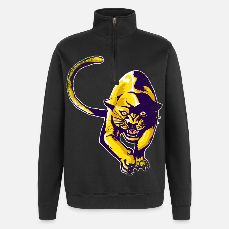 Panthère dorée - Sweat à zip 1/4 - noir
