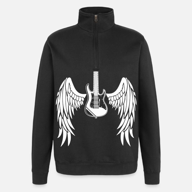 Geflügelte Gitarre - Quarter-Zip-Sweatshirt - Schwarz