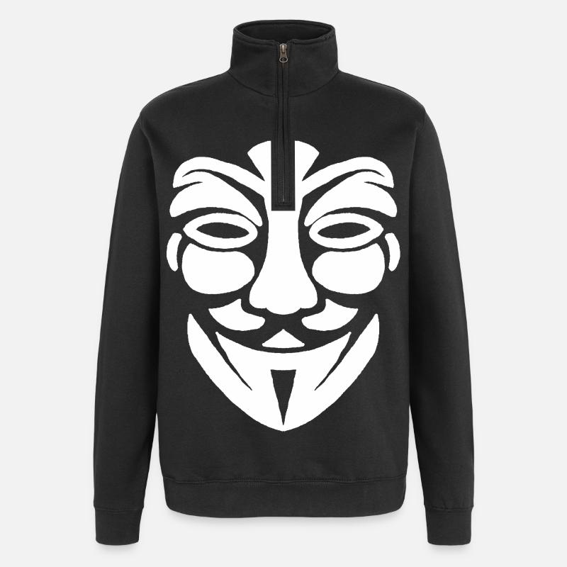 Anonymous face - Quarter-Zip Sweatshirt - black
