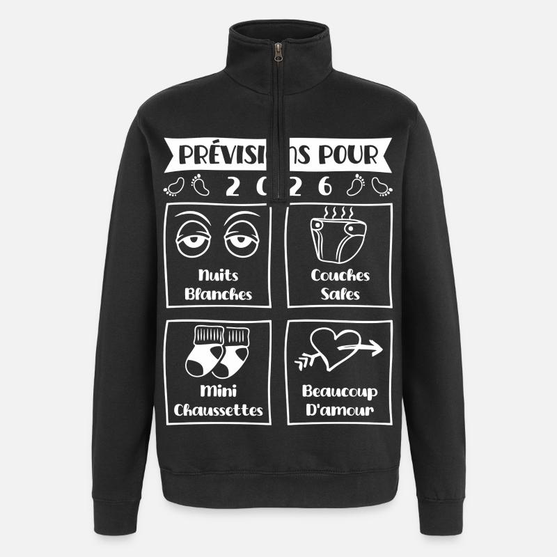 Prévisions pour 2026,future mama,futur papa - Sweat à zip 1/4 - noir