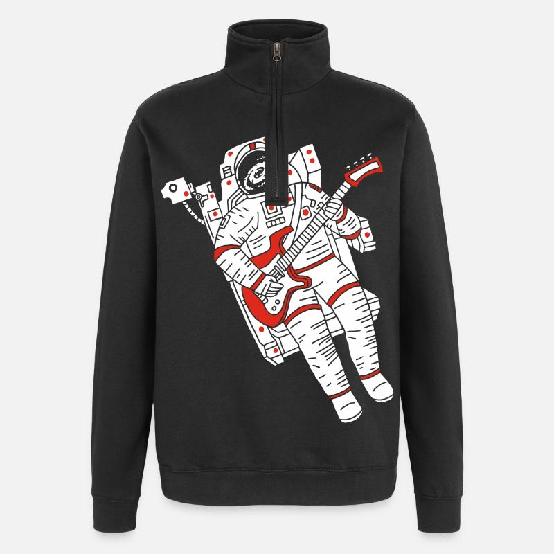 Astronaute guitariste - Sweat à zip 1/4 - noir