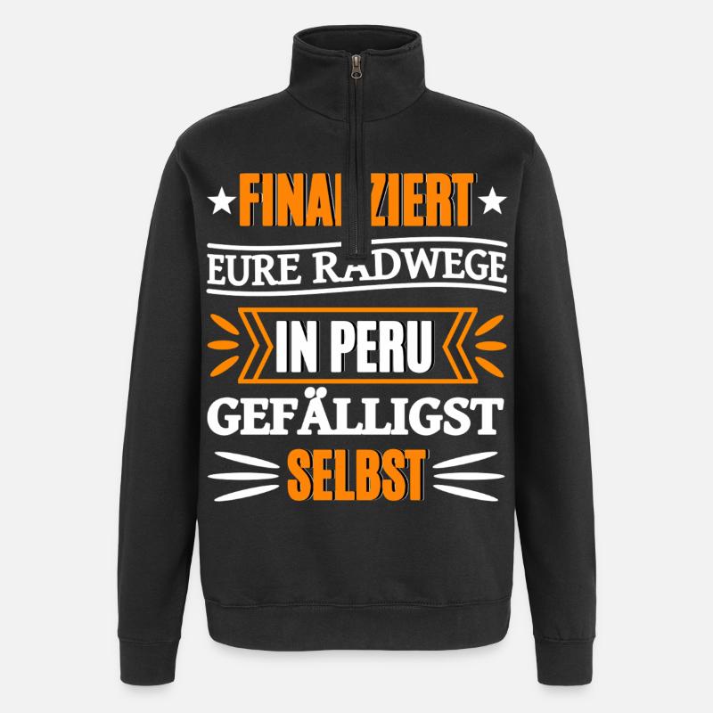 Drôle de dire l’argent - Sweat à zip 1/4 - noir