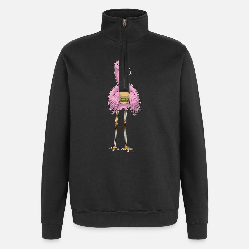 Flamingo Cheeseburger - Quarter-Zip Sweatshirt - black