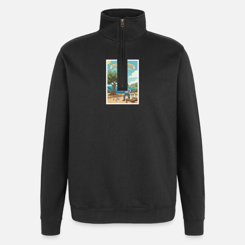 Vacances Pastis Pétanque Paradis - Sweat à zip 1/4 - noir