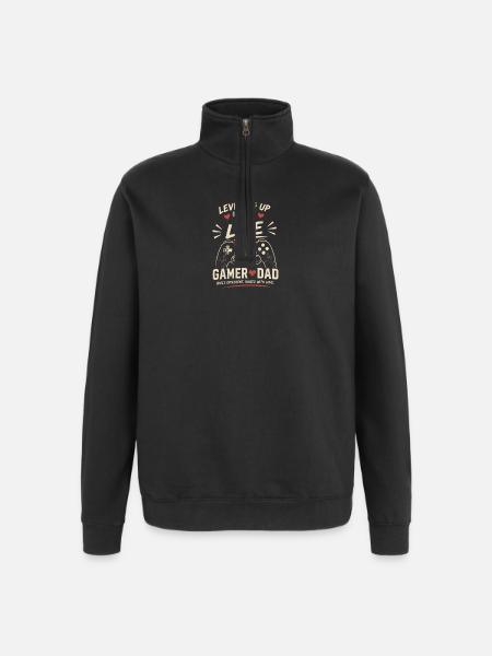 Gamer Dad: Level Up i spil og liv - Sweatshirt med 1/4 lynlås - sort